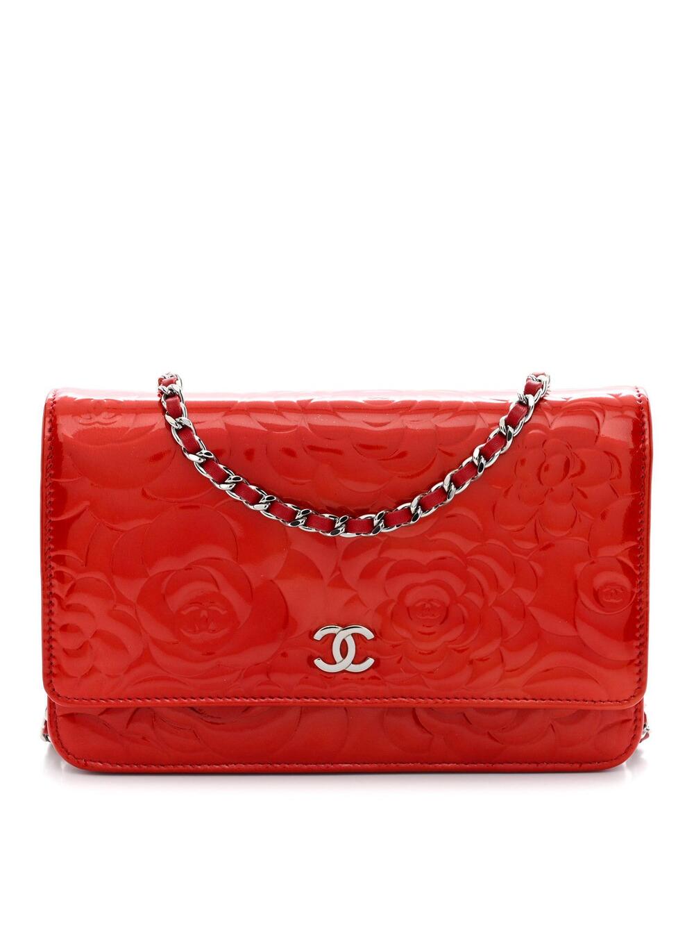 Chanel Patent Camellia Embossed Wallet #376243C19B